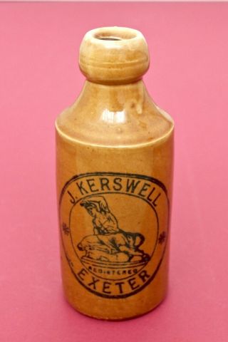 Vintage J Kerswell Exeter Devon Deer Stalker Pictorial Stone Ginger Beer Bottle