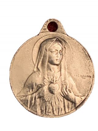 Sterling Vintage Sacred Heart Of Mary & Our Lady Of Fatima Medal (1938 - 1944)