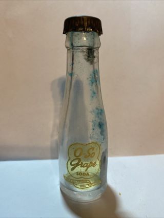 Rare Vintage Miniature O - So Grape Soda Bottle 3.  5”