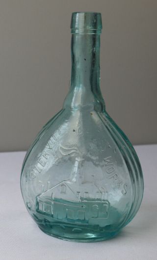 Vintage Bottle Jenny Lind Fislerville Glass Flask 9 1/2 "