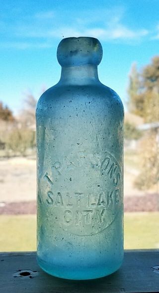 Early And Scarce T.  Parsons Utah Hutchinson Soda Bottle