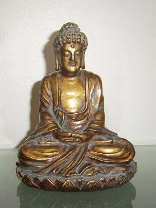 [l040] Buddha Statue Meditation Antique Bronze Finish Cold Cast [cntauctions]