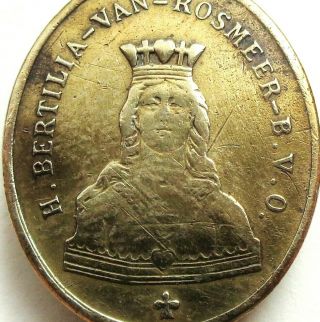 Saint Bertilla & Miraculous Virgin Mary - Antique Medal Pendant