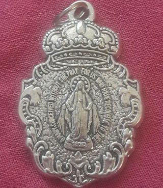 Sterling Silver Filled Ornate Art St Virgin Mary Miraculous Medal Pendant