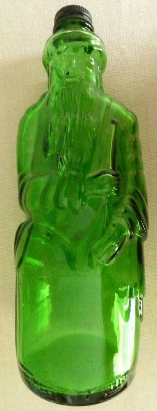 Vintage Poland Spring Old Man Green Glass Anchor Hocking Bottle 10 " Tall