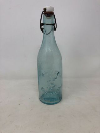 Antique Bottle J.  S.  Fine Bristol Pa With White Ceramic Lid Rare