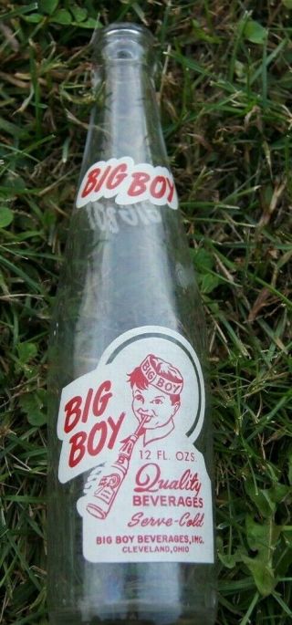 Big Boy Beverages Soda Bottle Painted Label Bottle Cleveland Ohio 1940s 50s 12oz