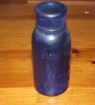 Vintage Bromo Seltzer Cobalt Blue Bottle Emerson Drug Company 4 Inch