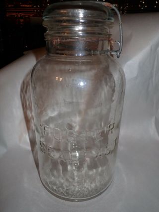 Vintage Foster Seal Fast Half Gallon Canning Mason Jar W/ Wire Bail Glass Lid