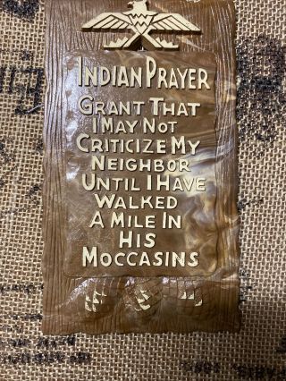 Vintage Indian Prayer Hanging Wall Plaque - Heavy Plastic From The 70’s