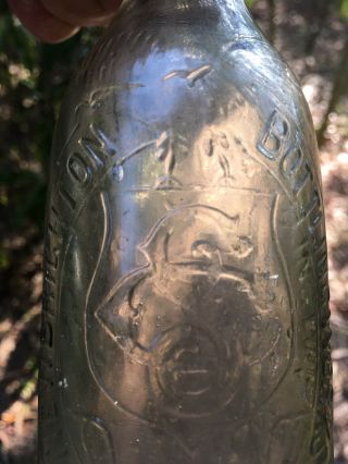 Old Blob Top Ny Soda Water Bottle Brighton Staten Island Embossed Eagle 1889