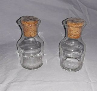 Vintage Glass Bottles With Cork Stoppers.