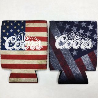 2 Coors Light Fan Beer Can Cooler Coozie Koozie Usa Flag Gift Qty 2