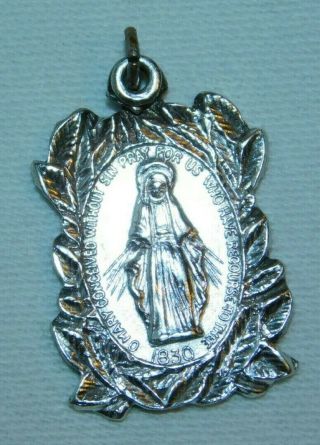 Vintage Virgin Mary Necklace Pendant Charm Sterling Silver Creed 3g 1 " Catholic