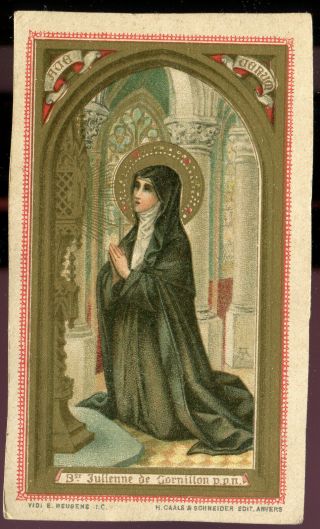 Rare Antique Holy Card Goldprint Of St Julienne Of Cornillon