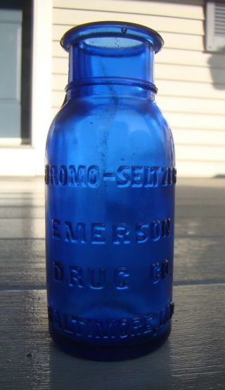 Antique Deep Cobalt Blue Embossed Medicine Remedy Drug Bottle