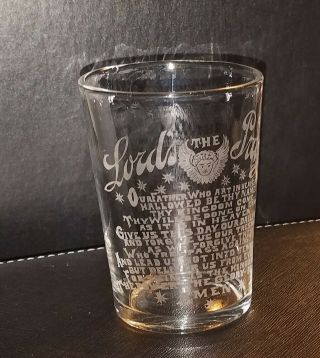 4 Inch Antique 1895 Religious Holy The Lords Prayer Tumbler Glass Drinking
