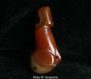 Old Chinese Hongshan Culture Agate Hand Carving Organ Male Phallus Penis Statue