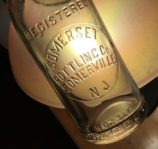 Early 1900s Somerville Nj Soda Bottle Somerset Bottling Co Embossed Advertising