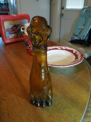 Vintage Amber Glass.  Poodle Shape.  Bottle / Decanter