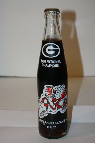 1980 Georgia Bulldogs National Champions Coca Cola 10 Oz Acl Bottle Full W/ Cap