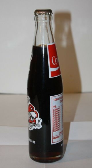 1980 Georgia Bulldogs National Champions Coca Cola 10 oz ACL Bottle Full w/ Cap 2