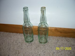 2 Vintage 1920s Miller Beer Glass Bottle Clear Blue Milwaukee Wisconsin Wf&s