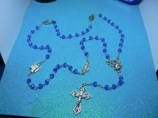 A Gorgeous " Angel " Blue Glass Bead Roman Catholic 5 Decade Holy Rosary