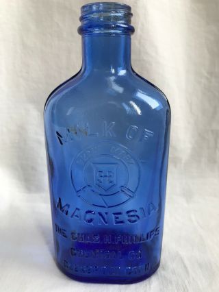 Vintage Medicine Bottle Blue Milk Of Magnesia The Chas.  H.  Phillips Chemical Co.