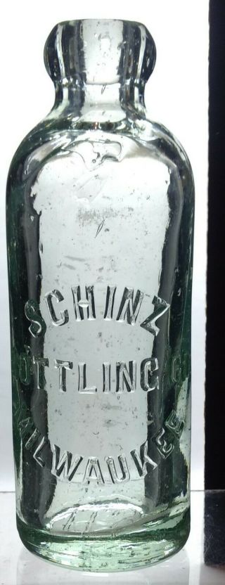 Schinz Bottling Co.  Milwaukee Wisconsin Hutchinson Soda Water Bottle Blob