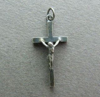 French Antique Religious Crucifix Sterling Silver Jesus Christ Cross Pendant