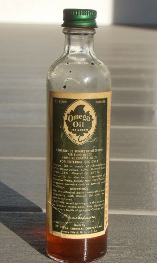 Antique Fully Labeled Omega Oil - It 