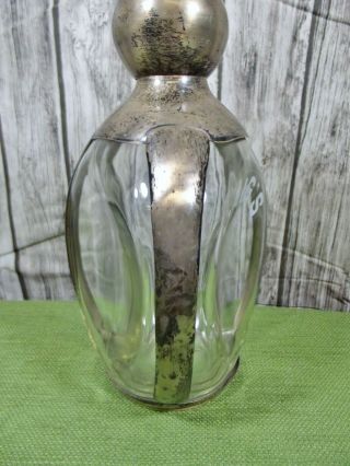 Vintage Haig ' s Mexico Sterling Silver Overlay Lined Glass Liquor Bottle Decanter 3