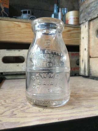 Vintage Half Pint Milk Bottle Bowman Dairy Chicago Illinois 1929