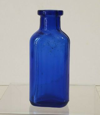 Cobalt Blue Bottle Ribbed Glass Poison? Cork Top Bottle 3 "
