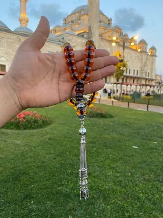 32 Ottoman Antique Faturan Cherry Amber Bakelite Islamic Prayer Beads