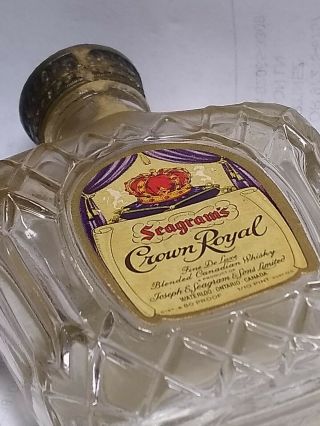 Vintage Seagrams Whiskey Crown Royal Mini Bottle 1/10 Pint Empty
