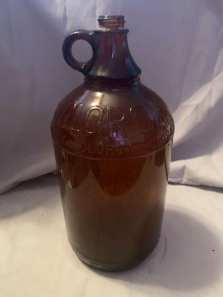 Vintage Half Gallon Amber Brown Clorox Glass Bottle With Lid Pre - Owned
