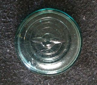 Blue Glass Lid For Bail Top Canning Jar Wide Mouth,  3 1/2 ",  Ball Atlas