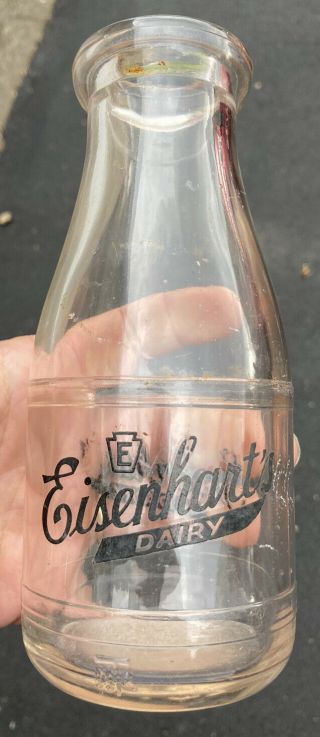 Eisenhart’s Dairy York Pa Round Pyro Pint Milk Bottle