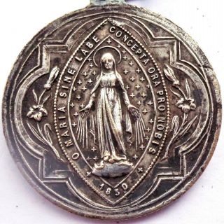 Immaculate Conception Of Mary & Pope Pius X - Antique Vatican Medal Pendant