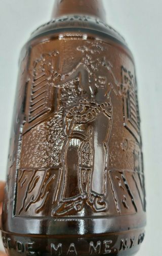 Vintage Sarsaparilla Amber Glass Soda Bottle Sioux City Cowboy Saloon Embossed 3