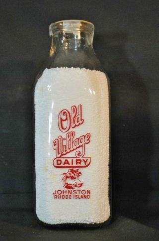 Vintage Old Village Farm Milk Glass Bottle Johnston Ri Dairy England