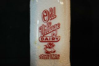 Vintage OLD VILLAGE Farm Milk Glass Bottle Johnston RI Dairy England 3
