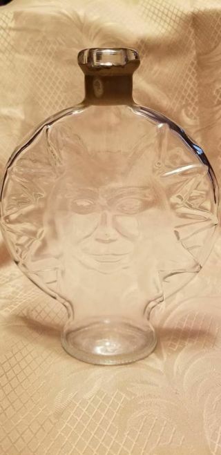 Vintage Glass Sun Face Figural Bottle Decanter