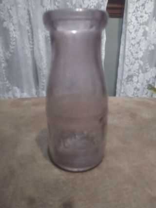 Antique Vintage Purple Half Pint Glass Milk Bottle Liberty