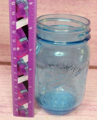 Pint Size Ball Perfect Mason Blue Glass Canning Jar 1913 - 1915 Number 17 Vintage 2