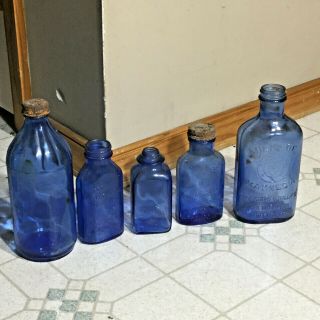 Vintage Blue Glass Bottles Pkillips Milk Of Magnesia Bottles Crafts Home Decor