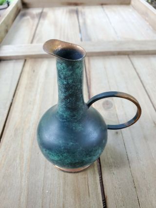 Miniature Metal Urn Pitcher Vase Handmade In Israel Stamped
