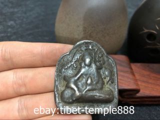 4.  5 CM Old Tibet Buddhism Pure Bronze Guru padmasambhava Baldric Amulet Pendant 2